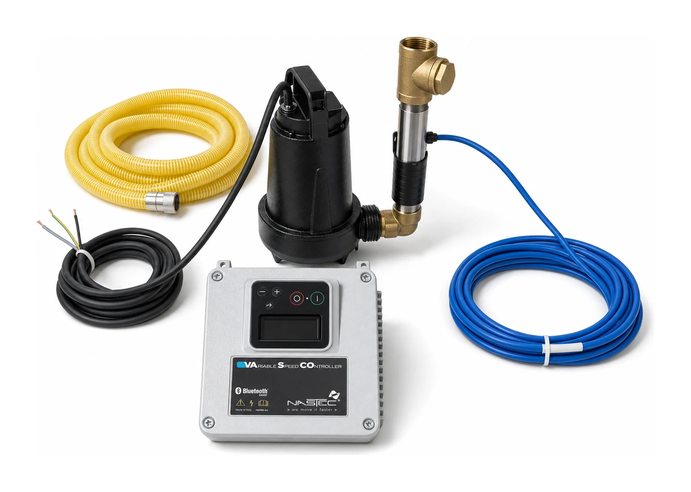 Komplett Smart Lensing-pakke: lensepumpe, nivåsensor, VASCO-styring, slange og kabler